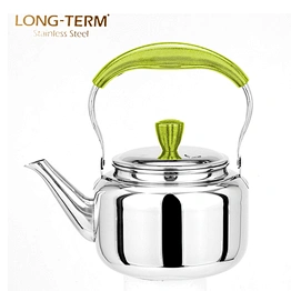 L21260202 Home Appliance Novelty Green Bakelite Handle Restaurant Stainless Steel Teapot