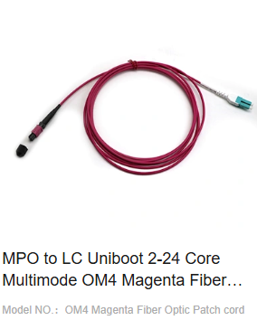 MPO to LC Uniboot 2-24 Core Multimode OM4 Magenta Fiber Optic Patch cord