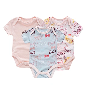 Newborn Baby Bodysuit 3pieces lot Short Sleeve Clothes gift set