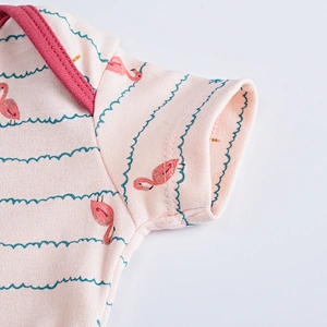 3pcs set Newborn baby bodysuit Cotton Short Sleeve flamingo Design Infant Jumpsuit