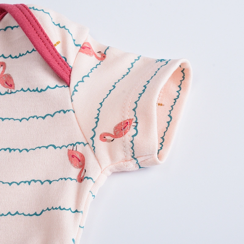 3pcs set Newborn baby bodysuit Cotton Short Sleeve flamingo Design Infant Jumpsuit