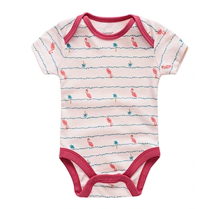 3pcs set Newborn baby bodysuit Cotton Short Sleeve flamingo Design Infant Jumpsuit