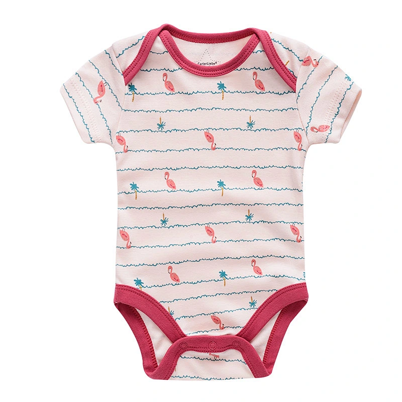 3pcs set Newborn baby bodysuit Cotton Short Sleeve flamingo Design Infant Jumpsuit