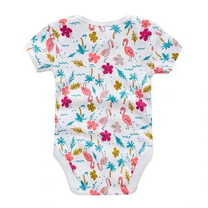 3pcs set Newborn baby bodysuit Cotton Short Sleeve flamingo Design Infant Jumpsuit