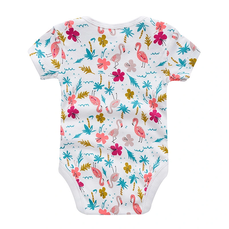 3pcs set Newborn baby bodysuit Cotton Short Sleeve flamingo Design Infant Jumpsuit