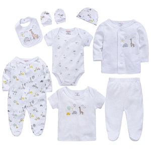 Baby clothes 100%cotton printed baby romper infant bodysuit 8 pcs baby gift set clothing