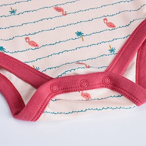 3pcs set Newborn baby bodysuit Cotton Short Sleeve flamingo Design Infant Jumpsuit