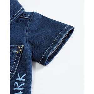 Infant baby boys knit denim romper