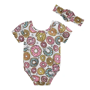 Infant baby girls bodysuit with head band