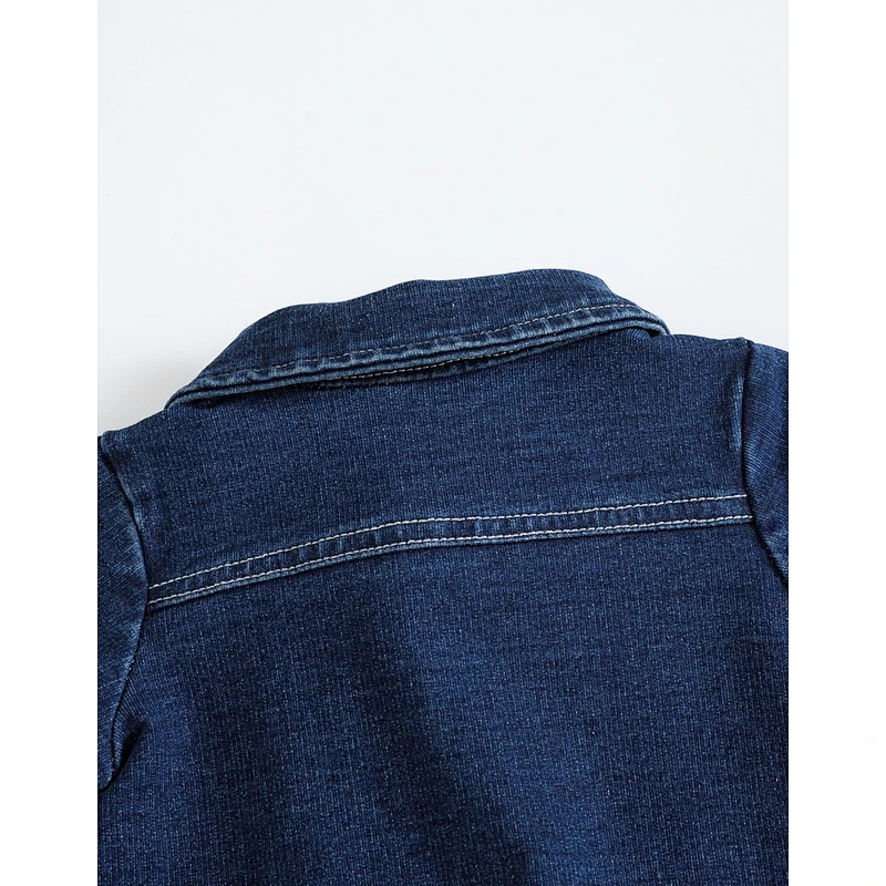 Infant baby boys knit denim romper