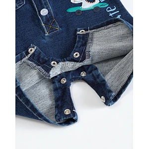 Infant baby boys knit denim romper
