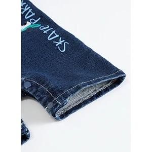Infant baby boys knit denim romper