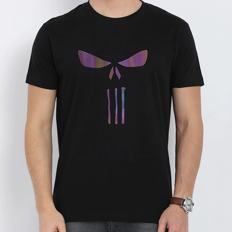 Wholesale Customizable Logo Skeleton Luxuriously Soft Feel Crewneck Short Sleeves Men Mercerised Cotton T-Shirt