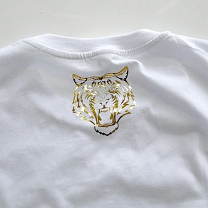 Summer Short Sleeve Hip Hop Hot Stamping Foil Tiger Logo T Shirts For Men 2021