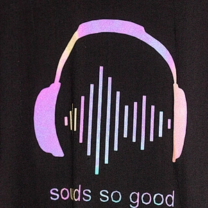Wholesale Customizable Logo Symphony Reflective Headphone Music Pattern Round Neck Short Sleeve Summer Man T Shirt
