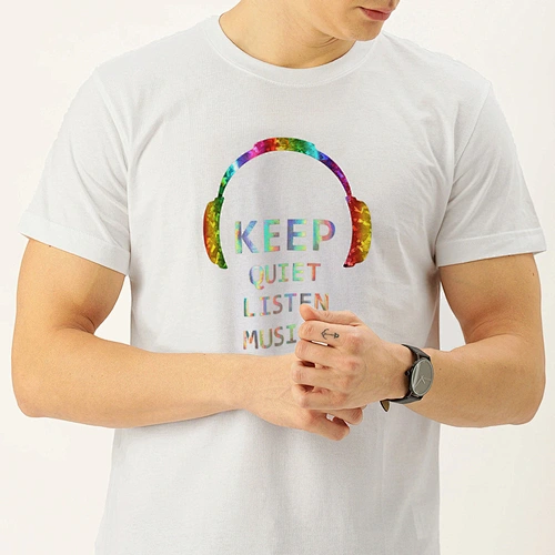 MOQ 1Pcs Hip Hop Top Oversize Femme Summer Clothes Heat Transfer Vinyl Rainbow Shattered Glass Music T Shirt