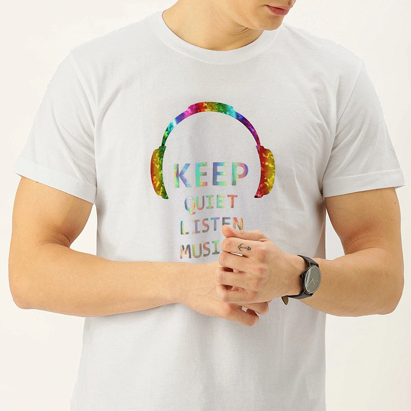 MOQ 1Pcs Hip Hop Top Oversize Femme Summer Clothes Heat Transfer Vinyl Rainbow Shattered Glass Music T Shirt