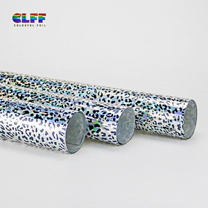 Free Sample Roll Easy Weed Silver Laser Leopard Print Heat Transfer Vinyl Heat Transfer Thermo Film
