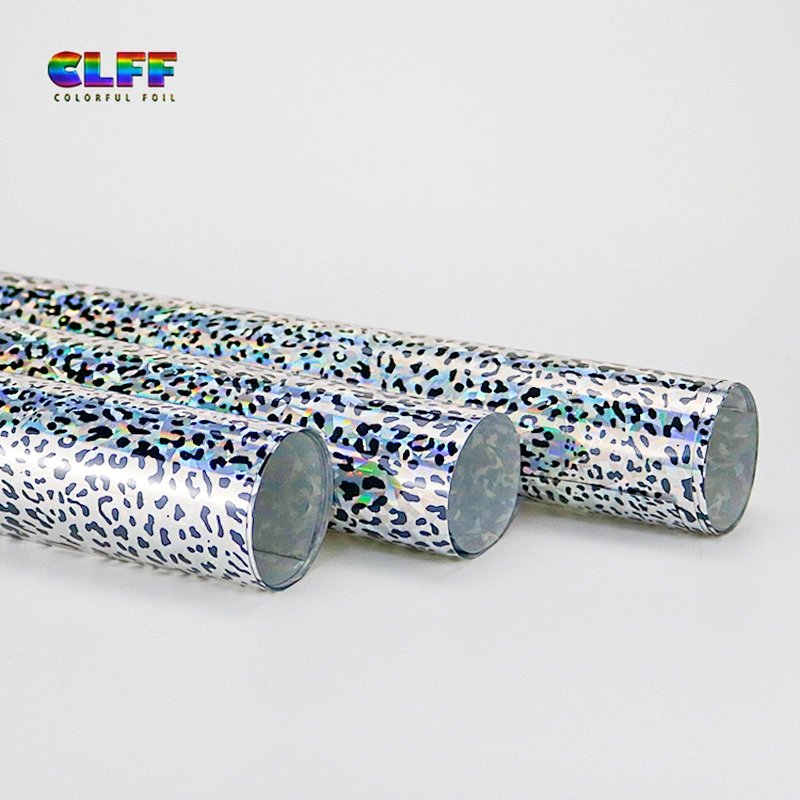 Free Sample Roll Easy Weed Silver Laser Leopard Print Heat Transfer Vinyl Heat Transfer Thermo Film