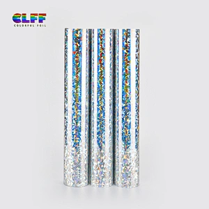 GSL005 wholesale silver laser broken glass pattern heat holographic transfer vinyl iron on t shirt