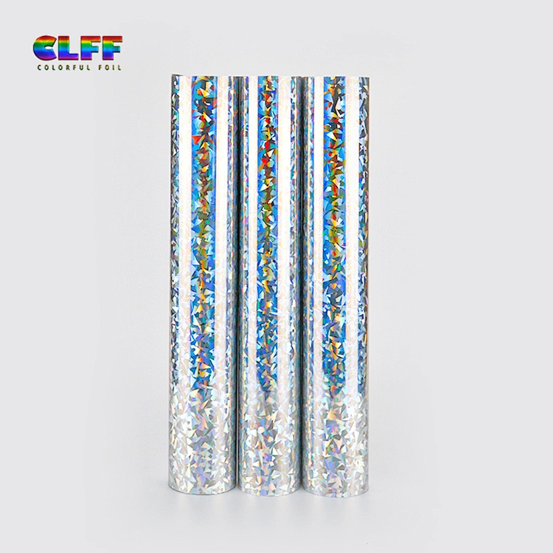 GSL005 wholesale silver laser broken glass pattern heat holographic transfer vinyl iron on t shirt