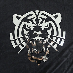 Brushed Lase Hot Stamping Film Tiger Logo Cotton Half Sleeve O-Neck Tops T Shirts for Men