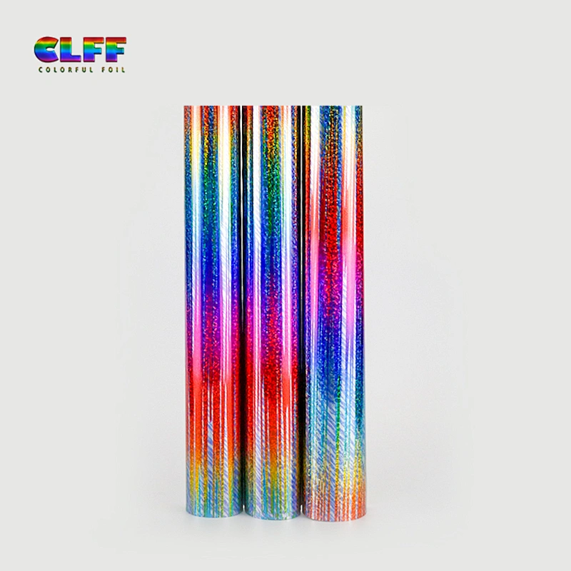 New Fashion Custom Design Flashing Rainbow Heat Transfer Vinyl Logo Press Sticker For T Shirt
