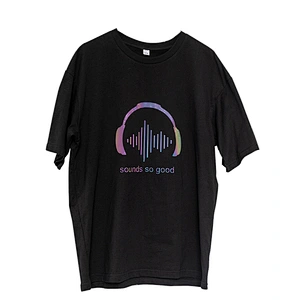 Wholesale Customizable Logo Symphony Reflective Headphone Music Pattern Round Neck Short Sleeve Summer Man T Shirt