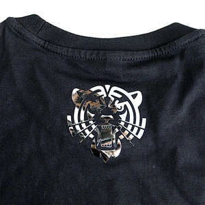 Brushed Lase Hot Stamping Film Tiger Logo Cotton Half Sleeve O-Neck Tops T Shirts for Men