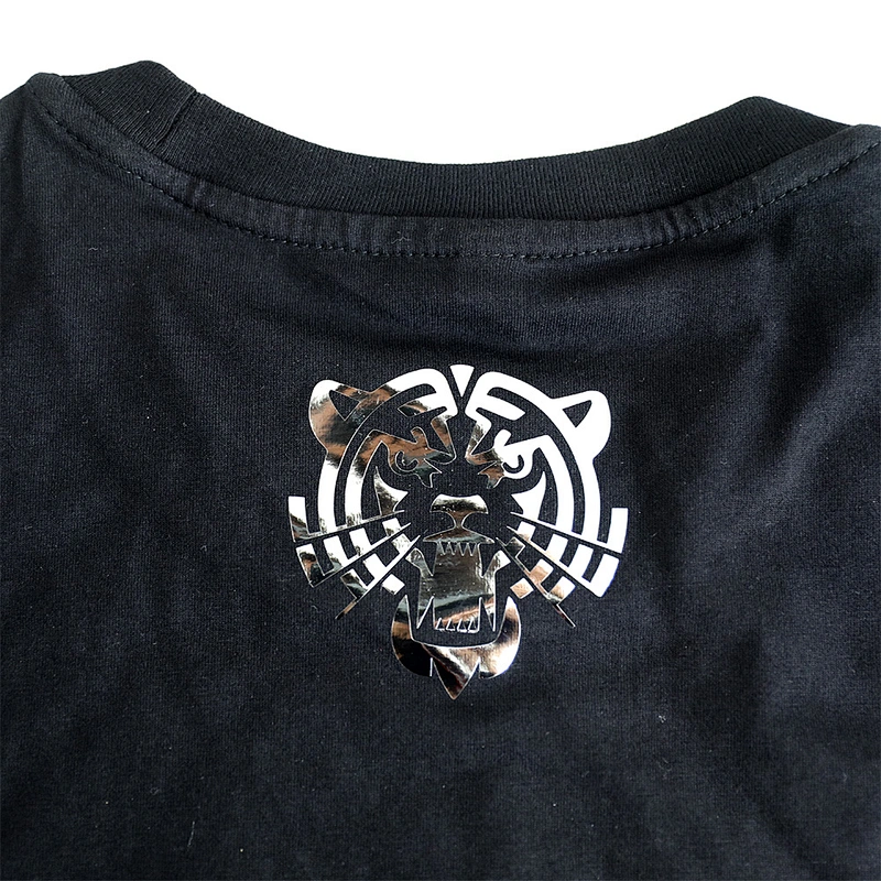 Brushed Lase Hot Stamping Film Tiger Logo Cotton Half Sleeve O-Neck Tops T Shirts for Men