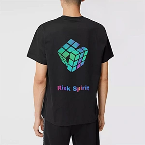 MOQ 1Pcs Hip Hop Top Oversize Femme Summer Clothes Heat Transfer Vinyl Rainbow Black Reflective Pattern T Shirt