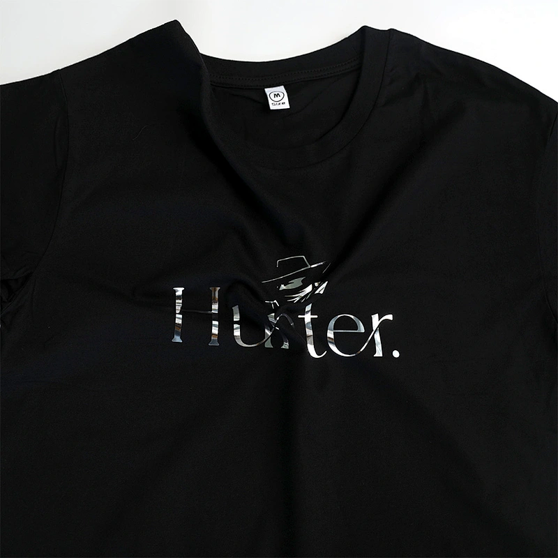 Wholesale Customizable Logo Hunter Silver Reflective Pattern Round Neck Short Sleeve Summer T Shirt Man