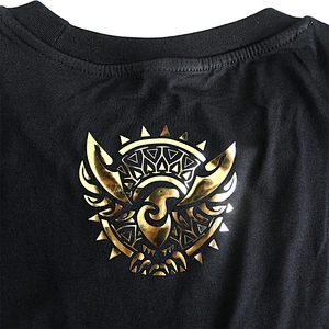 Wholesale Golden Hot Stamping Film Bird Totem Logo Cotton Half Sleeve O-Neck Tops T Shirts for Men