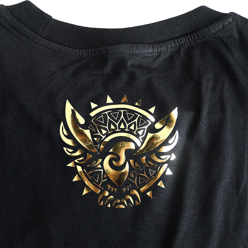 Wholesale Golden Hot Stamping Film Bird Totem Logo Cotton Half Sleeve O-Neck Tops T Shirts for Men