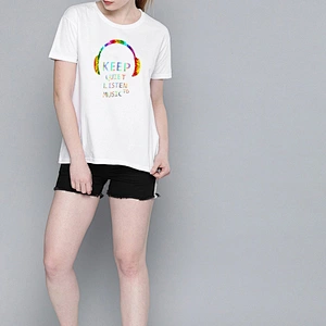 MOQ 1Pcs Hip Hop Top Oversize Femme Summer Clothes Heat Transfer Vinyl Rainbow Shattered Glass Music T Shirt