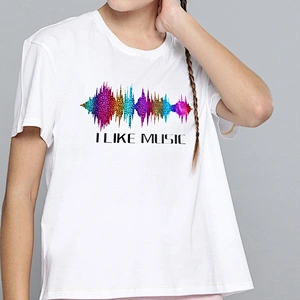 Rainbow Sound Wave Pattern Women Tshirts 100%Cotton Oversize T Shirt