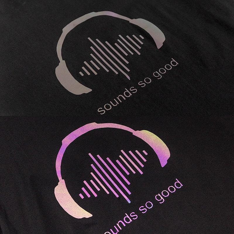 Wholesale Customizable Logo Symphony Reflective Headphone Music Pattern Round Neck Short Sleeve Summer Man T Shirt