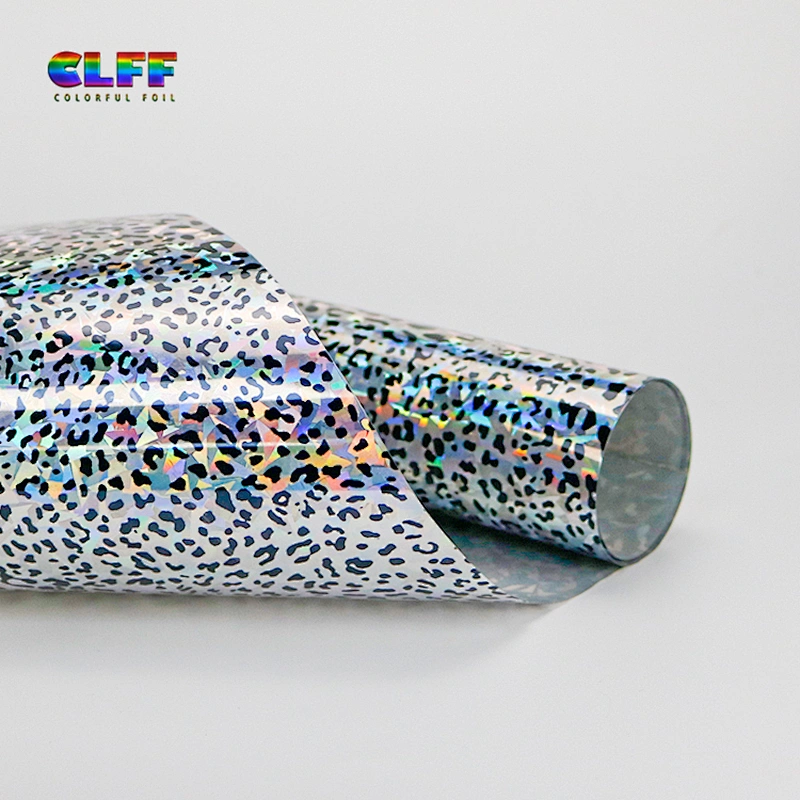 Free Sample Roll Easy Weed Silver Laser Leopard Print Heat Transfer Vinyl Heat Transfer Thermo Film