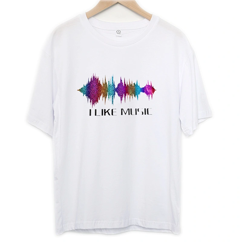 Rainbow Sound Wave Pattern Women Tshirts 100%Cotton Oversize T Shirt