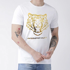 Summer Short Sleeve Hip Hop Hot Stamping Foil Tiger Logo T Shirts For Men 2021