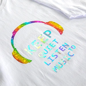 MOQ 1Pcs Hip Hop Top Oversize Femme Summer Clothes Heat Transfer Vinyl Rainbow Shattered Glass Music T Shirt