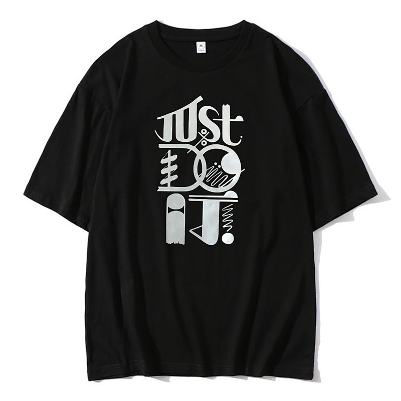 Wholesale Golden Hot Stamping Film Logo Cotton Half Sleeve O-Neck Tops Summer Mens Quality Fashion Tshirt