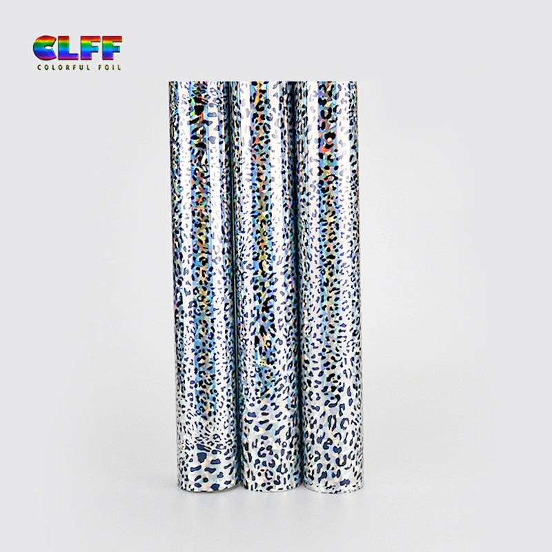 Free Sample Roll Easy Weed Silver Laser Leopard Print Heat Transfer Vinyl Heat Transfer Thermo Film