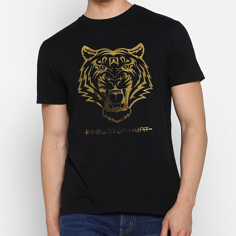 Summer Short Sleeve Hip Hop Hot Stamping Foil Tiger Logo T Shirts For Men 2021