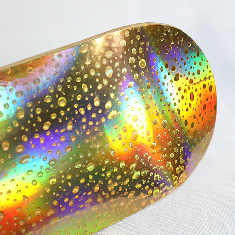 Wholesale 100% Northeast Maple Deck Water Drop Golden Laser Custom Print Skateboard Deck With Concave