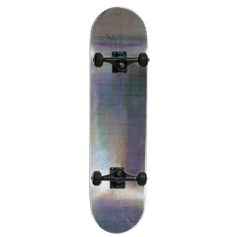 Hot Sale Stock In Trade 7 Ply Chinese Maple Complete Standard Skateboard Oblique Metal Laser With Pu Wheels For Teens Adults