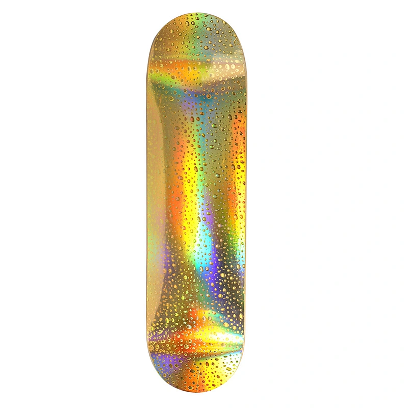 Wholesale 100% Northeast Maple Deck Water Drop Golden Laser Custom Print Skateboard Deck With Concave