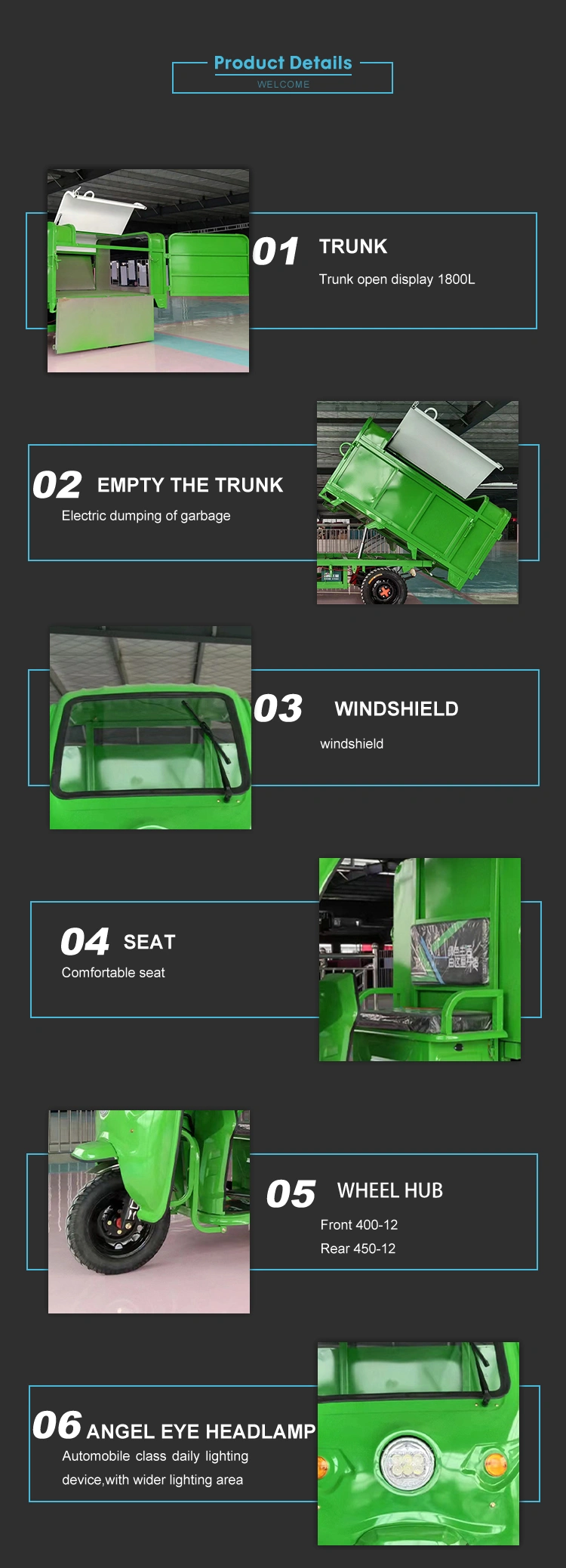 Sanitation Cleaning Truck Tricycle Cargo Truck