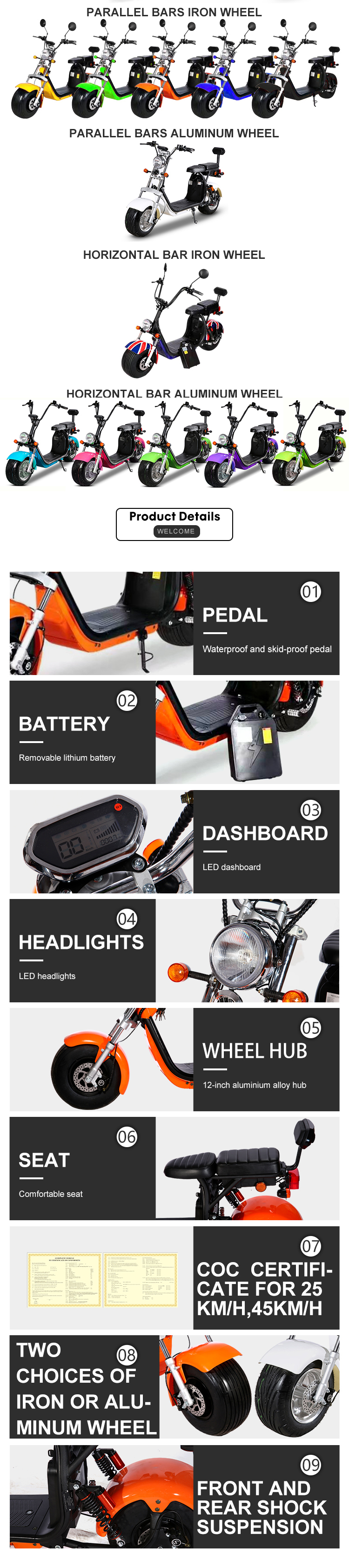 1500w eec electric scooter 60v