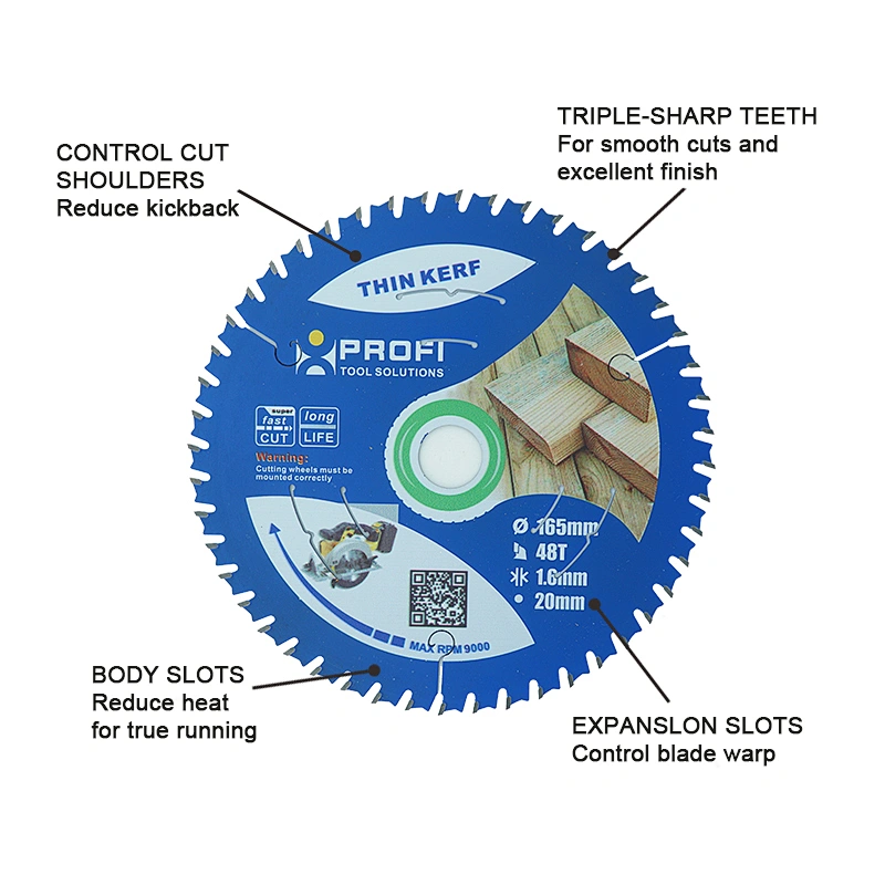 moretop thin kerf wood cutting blade 165mm